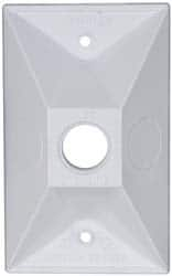 Cooper Crouse-Hinds - 1 Outlet, 1/2" Hole Diam, Powder Coat Finish, Rectangle Noncorrosive Weatherproof Box Cover - 4-1/2" Long x 2-3/4" Wide x 7/8" High, Wet Locations, Aluminum, UL Listed - A1 Tooling