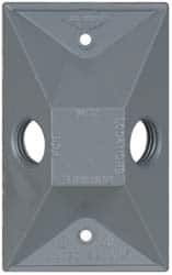 Cooper Crouse-Hinds - 2 Outlet, 1/2" Hole Diam, Powder Coat Finish, Rectangle Noncorrosive Weatherproof Box Cover - 4-5/8" Long x 2-7/8" Wide x 1-1/16" High, Wet Locations, Aluminum, UL Listed - A1 Tooling