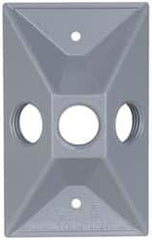 Cooper Crouse-Hinds - 3 Outlet, 1/2" Hole Diam, Powder Coat Finish, Rectangle Noncorrosive Weatherproof Box Cover - 4-5/8" Long x 2-7/8" Wide x 1-1/16" High, Wet Locations, Aluminum, UL Listed - A1 Tooling