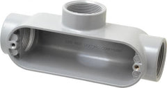 Cooper Crouse-Hinds - Form 5, T Body, 1-1/2" Trade, IMC, Rigid Aluminum Conduit Body - Oval/Rectangle, 8.45" OAL, 33.1 cc Capacity, Silver - A1 Tooling