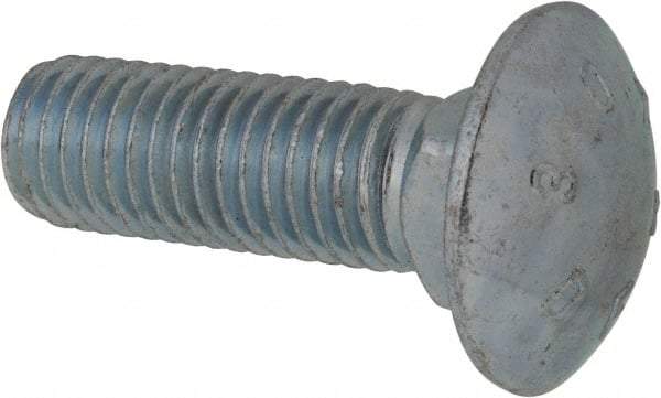 Value Collection - 5/8-11 UNC 2" Length Under Head, Standard Square Neck, Carriage Bolt - Grade 2 Steel, Zinc-Plated Finish - A1 Tooling