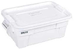 Rubbermaid - 14 Gal, 400 Lb Load Capacity White Polypropylene Tote Container - Nesting, 27.9" Long x 16-1/2" Wide x 10.7" High, Lid Included - A1 Tooling