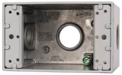 Cooper Crouse-Hinds - 1 Gang, (3) 3/4" Knockouts, Aluminum Rectangle Outlet Box - 4-1/4" Overall Height x 2-7/8" Overall Width x 2-21/32" Overall Depth, Weather Resistant - A1 Tooling