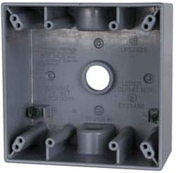 Cooper Crouse-Hinds - 2 Gang, (3) 1/2" Knockouts, Aluminum Rectangle Outlet Box - 4-9/16" Overall Height x 4-5/8" Overall Width x 2-1/16" Overall Depth, Weather Resistant - A1 Tooling