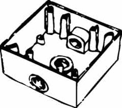 Cooper Crouse-Hinds - 2 Gang, (3) 1/2" Knockouts, Aluminum Rectangle Outlet Box - 4-9/16" Overall Height x 4-5/8" Overall Width x 2-1/16" Overall Depth, Weather Resistant - A1 Tooling