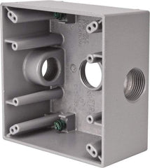 Cooper Crouse-Hinds - 2 Gang, (3) 3/4" Knockouts, Aluminum Rectangle Outlet Box - 4-9/16" Overall Height x 4-5/8" Overall Width x 2-1/16" Overall Depth, Weather Resistant - A1 Tooling