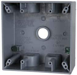 Cooper Crouse-Hinds - 2 Gang, (5) 1/2" Knockouts, Aluminum Rectangle Outlet Box - 4-9/16" Overall Height x 4-5/8" Overall Width x 2-1/16" Overall Depth, Weather Resistant - A1 Tooling