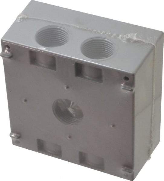 Cooper Crouse-Hinds - 2 Gang, (5) 3/4" Knockouts, Aluminum Rectangle Outlet Box - 4-9/16" Overall Height x 4-5/8" Overall Width x 2-1/16" Overall Depth, Weather Resistant - A1 Tooling