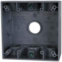 Cooper Crouse-Hinds - 2 Gang, (7) 3/4" Knockouts, Aluminum Rectangle Outlet Box - 4-9/16" Overall Height x 4-5/8" Overall Width x 2-1/16" Overall Depth, Weather Resistant - A1 Tooling