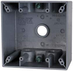 Cooper Crouse-Hinds - 2 Gang, (5) 1/2" Knockouts, Aluminum Square Outlet Box - 4-1/2" Overall Height x 4-1/2" Overall Width x 2-21/32" Overall Depth, Weather Resistant - A1 Tooling