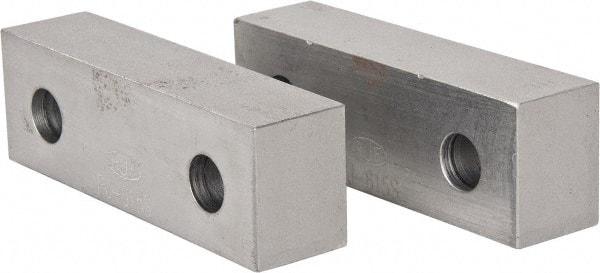 Gibraltar - 6-1/8" Wide x 2" High x 1-1/2" Thick, Flat/No Step Vise Jaw - Soft, Steel, Fixed Jaw, Compatible with 6" Vises - A1 Tooling