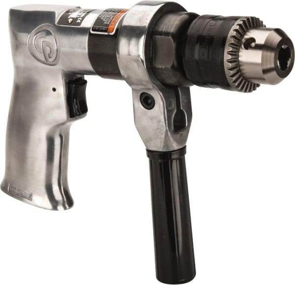 Chicago Pneumatic - 1/2" Keyed Chuck - Pistol Grip Handle, 500 RPM, 1.42 LPS, 3 CFM, 0.5 hp, 90 psi - A1 Tooling