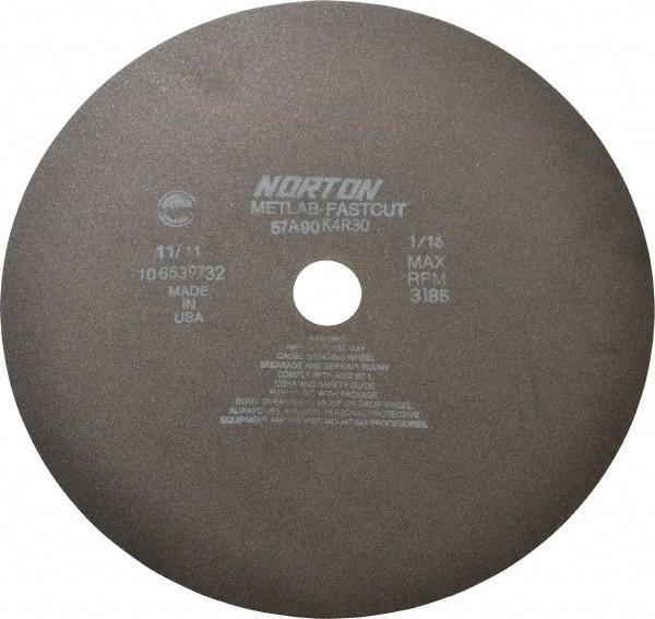 Norton - 12" 90 Grit Aluminum Oxide Cutoff Wheel - 1/16" Thick, 1-1/4" Arbor, 3,185 Max RPM, Use with Angle Grinders - A1 Tooling