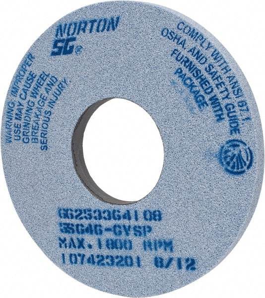 Norton - 14" Diam x 5" Hole x 1" Thick, G Hardness, 46 Grit Surface Grinding Wheel - Ceramic, Type 1, Coarse Grade, 1,800 Max RPM, Vitrified Bond, No Recess - A1 Tooling