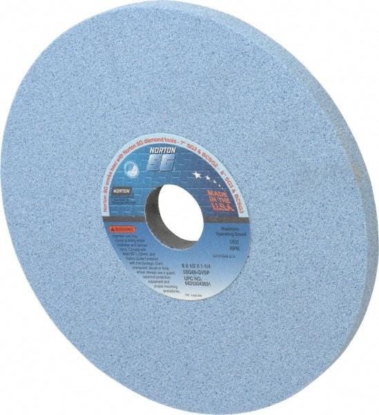 Norton - 8" Diam x 1-1/4" Hole x 1/2" Thick, G Hardness, 60 Grit Surface Grinding Wheel - Ceramic, Type 1, Medium Grade, 3,600 Max RPM, Vitrified Bond, No Recess - A1 Tooling