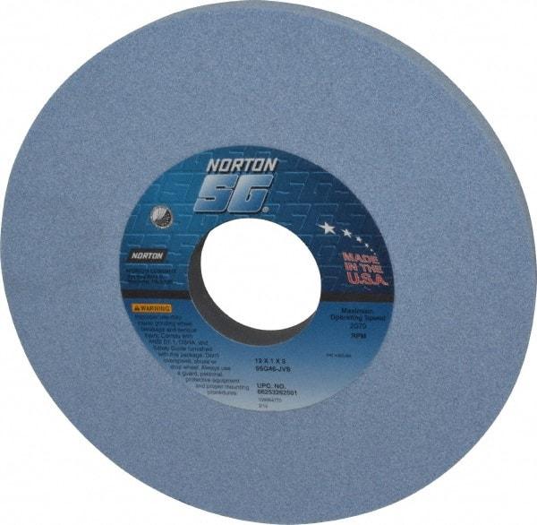 Norton - 12" Diam x 3" Hole x 1" Thick, J Hardness, 46 Grit Surface Grinding Wheel - Ceramic, Type 1, Coarse Grade, 2,070 Max RPM, Vitrified Bond, No Recess - A1 Tooling