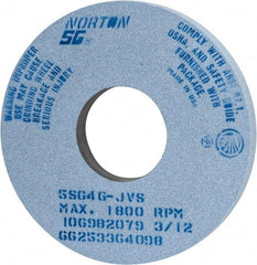 Norton - 14" Diam x 5" Hole x 1-1/2" Thick, J Hardness, 46 Grit Surface Grinding Wheel - Ceramic, Type 1, Coarse Grade, 1,800 Max RPM, Vitrified Bond, No Recess - A1 Tooling