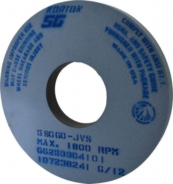 Norton - 14" Diam x 5" Hole x 1-1/2" Thick, J Hardness, 60 Grit Surface Grinding Wheel - Ceramic, Type 1, Medium Grade, 1,800 Max RPM, Vitrified Bond, No Recess - A1 Tooling