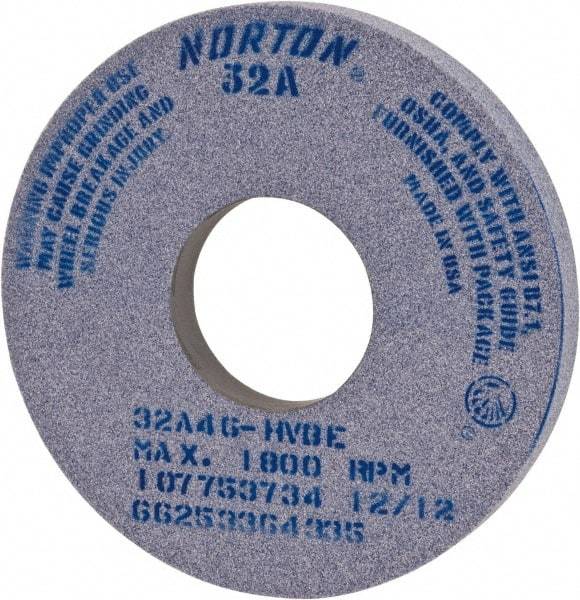 Norton - 14" Diam x 5" Hole x 1" Thick, I Hardness, 46 Grit Surface Grinding Wheel - Ceramic, Type 1, Coarse Grade, 1,800 Max RPM, Vitrified Bond, No Recess - A1 Tooling