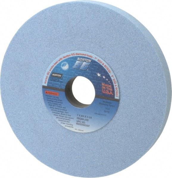 Norton - 7" Diam x 1-1/4" Hole x 3/4" Thick, J Hardness, 60 Grit Surface Grinding Wheel - Ceramic, Type 1, Medium Grade, 3,600 Max RPM, Vitrified Bond, No Recess - A1 Tooling