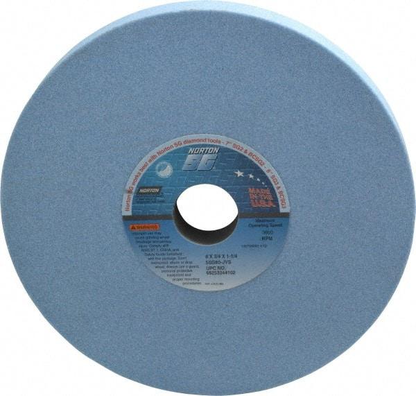 Norton - 8" Diam x 1-1/4" Hole x 3/4" Thick, J Hardness, 60 Grit Surface Grinding Wheel - Ceramic, Type 1, Medium Grade, 3,600 Max RPM, Vitrified Bond, No Recess - A1 Tooling