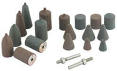 Cratex - 20 Piece Rubber Cone Test Abrasive Point Set - Includes 18 Cones & 2 Cone Mandrels - A1 Tooling