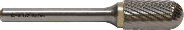 M.A. Ford - 5/32" Cut Diam, 1/4" Shank Diam, Cylinder with Radius Head Double Cut Burr - Carbide, Radius End, 5/8" LOC, 2" OAL - A1 Tooling