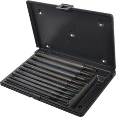 Walton - #0 to 1/2" Tap Extension Set - Alloy Steel, 8" Overall Length, 5/8" Max Outside Diam, 0.219, 0.318, 0.323, 0.367, 0.381, (4) 0.255" Extension Shank Diam, 9 Piece Set - A1 Tooling