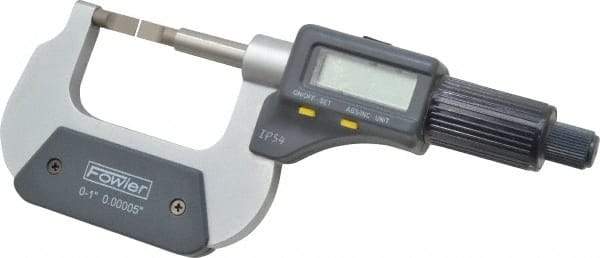 Fowler - 0" to 1" Mechanical Blade Micrometer - 0.0002" Accuracy, 0.001mm Graduation, 0.03" Blade Thickness, Friction Thimble, Digital Counter - A1 Tooling