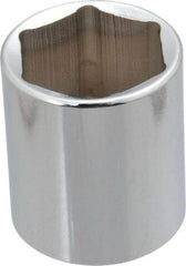 Proto - 1/2" Drive, Standard Hand Socket - 6 Points, 1-3/4" OAL, Chrome Finish - A1 Tooling