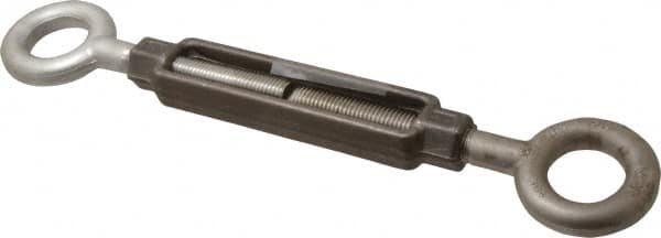 Made in USA - 5,200 Lb Load Limit, 3/4" Thread Diam, 6" Take Up, Stainless Steel Eye & Eye Turnbuckle - 8-1/8" Body Length, 1-1/16" Neck Length, 17-3/4" Closed Length - A1 Tooling