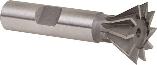 Whitney Tool Co. - 1" Diam x 7/16" Width of Cut, 60° Included Angle, Cobalt Dovetail Cutter - 1/2" Shank Diam, 2-1/2" Overall Length, Weldon Flat, Uncoated - A1 Tooling