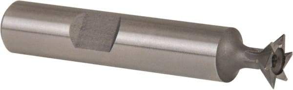 Whitney Tool Co. - 3/8" Diam x 1/8" Width of Cut, 45° Included Angle, High Speed Steel Dovetail Cutter - 3/8" Shank Diam, 1-15/16" Shank Length, 2-1/8" Overall Length, Weldon Flat, Uncoated - A1 Tooling