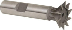 Whitney Tool Co. - 1" Diam x 1/4" Width of Cut, 45° Included Angle, High Speed Steel Dovetail Cutter - 1/2" Shank Diam, 2-1/2" Shank Length, 2-1/2" Overall Length, Weldon Flat, Uncoated - A1 Tooling