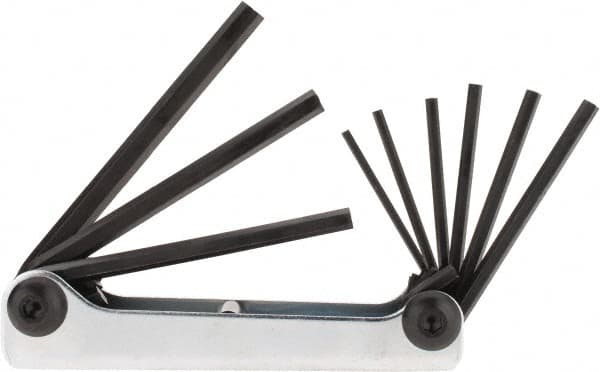 Eklind - 9 Piece Fold-Up Hex Key Set - Hex Range 5/64 to 1/4" - A1 Tooling