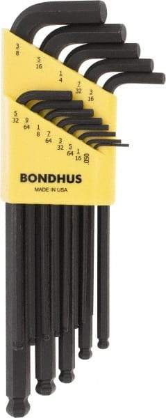 Bondhus - 13 Piece L-Key Ball End Hex Key Set - Hex Range 0.05 to 3/8" - A1 Tooling