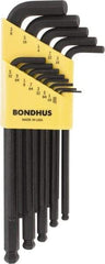 Bondhus - 13 Piece L-Key Ball End Hex Key Set - Hex Range 0.05 to 3/8" - A1 Tooling