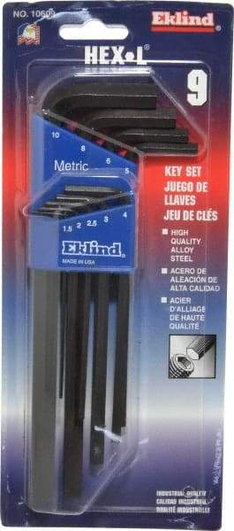 Eklind - 9 Piece L-Key Hex Key Set - Hex Range 1.5 to 10mm - A1 Tooling