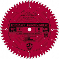 Freud - 10" Diam, 5/8" Arbor Hole Diam, 60 Tooth Wet & Dry Cut Saw Blade - Carbide-Tipped, Standard Round Arbor - A1 Tooling