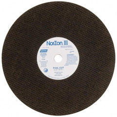 Norton - 14" 30 Grit Zirconia Alumina Cutoff Wheel - 1/8" Thick, 1" Arbor, 5,400 Max RPM, Use with Electric & Gas Powered Saws - A1 Tooling