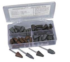 Cratex - 44 Piece Rubber Point & Mandrel Set - Includes 40 Points & 4 Mandrels - A1 Tooling