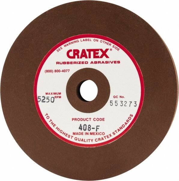 Cratex - 4" Diam x 1/2" Hole x 1/2" Thick, Surface Grinding Wheel - Silicon Carbide, Fine Grade, 5,250 Max RPM, Rubber Bond, No Recess - A1 Tooling