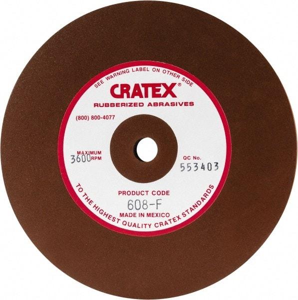 Cratex - 6" Diam x 1/2" Hole x 1/2" Thick, Surface Grinding Wheel - Silicon Carbide, Fine Grade, 3,600 Max RPM, Rubber Bond, No Recess - A1 Tooling