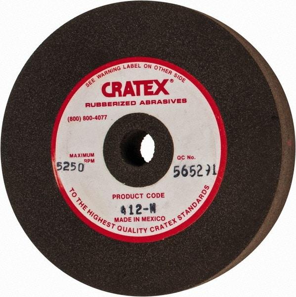 Cratex - 4" Diam x 1/2" Hole x 3/4" Thick, Surface Grinding Wheel - Silicon Carbide, Medium Grade, 5,250 Max RPM, Rubber Bond, No Recess - A1 Tooling