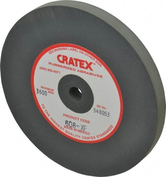 Cratex - 6" Diam x 1/2" Hole x 1/2" Thick, Surface Grinding Wheel - Silicon Carbide, Extra Fine Grade, 3,600 Max RPM, Rubber Bond, No Recess - A1 Tooling