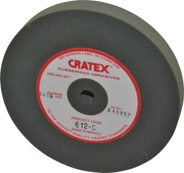 Cratex - 6" Diam x 1/2" Hole x 3/4" Thick, Surface Grinding Wheel - Silicon Carbide, Coarse Grade, 3,600 Max RPM, Rubber Bond, No Recess - A1 Tooling