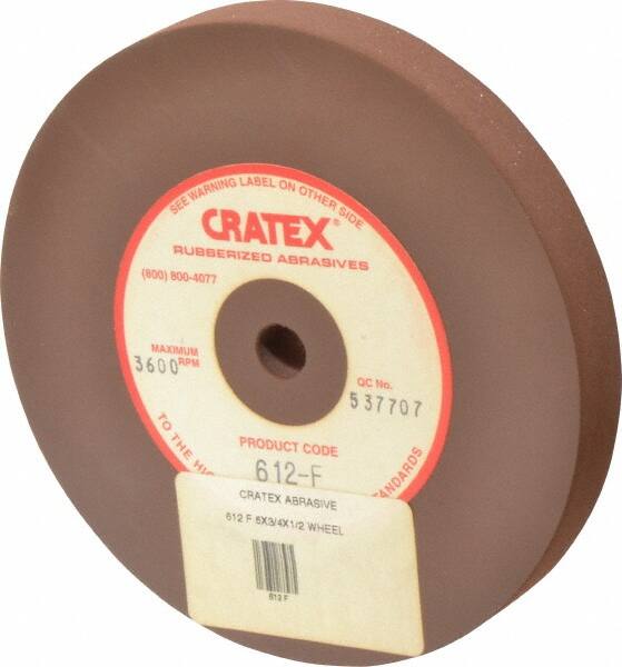 Cratex - 6" Diam x 1/2" Hole x 3/4" Thick, Surface Grinding Wheel - Silicon Carbide, Fine Grade, 3,600 Max RPM, Rubber Bond, No Recess - A1 Tooling