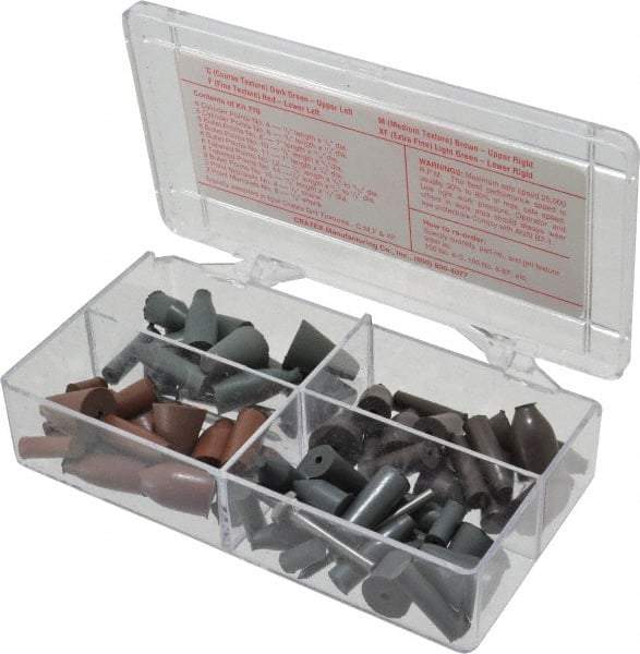 Cratex - 68 Piece Rubber Point Test Set - Includes 16 Cylinder Points, 32 Bullet Points, 16 Tapered Points & 4 Point Mandrels - A1 Tooling