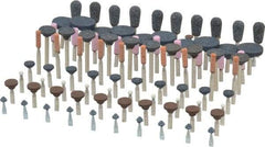 Grier Abrasives - 100 Piece Aluminum Oxide Vitrified Mounted Stone Abrasive Point Set - Assorted Shapes - A1 Tooling