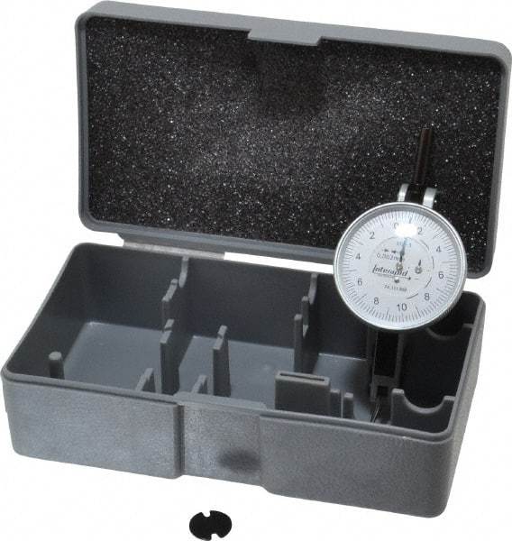 INTERAPID - 0.4 mm Range, 0.002 mm Dial Graduation, Horizontal Dial Test Indicator - 1-1/2 Inch White Dial, 0-10-0 Dial Reading - A1 Tooling